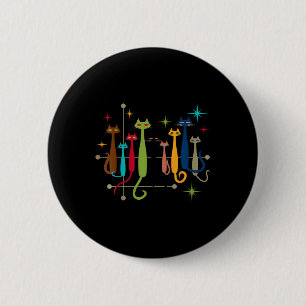 Vintage Retro Mid-century Modern Look Cats 50s 60s Button