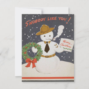 Vintage Retro Military Christmas Snowman Holiday Card