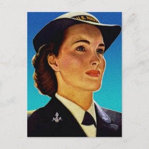 Vintage Retro Military Women WAVEs Navy Postcard