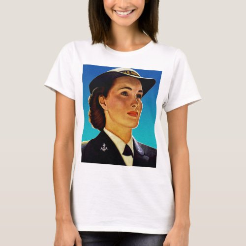 Vintage Retro Military Women WAVEs Navy T_Shirt