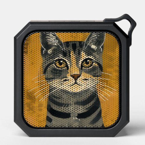 Vintage Retro Minimalist Tabby Cat Portrait Bluetooth Speaker