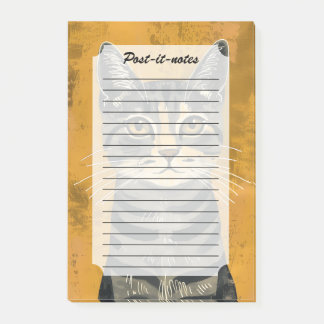 Vintage Retro Minimalist Tabby Cat Portrait Post-it Notes