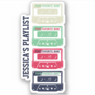 Vintage Retro Mix Tape Audio Cassette Custom Band Sticker
