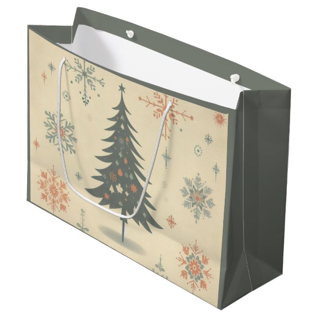Vintage/Retro modern Christmas/winter Large Gift Bag (Front Angled)