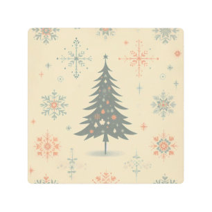 Vintage/Retro modern Christmas/winter Metal Print