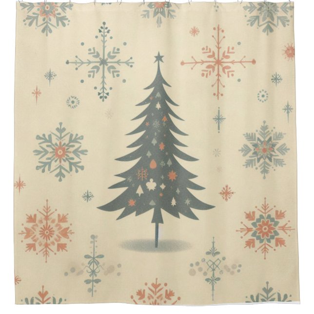 Vintage/Retro modern Christmas/winter Shower Curtain (Front)