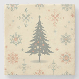 Vintage/Retro modern Christmas/winter Stone Coaster