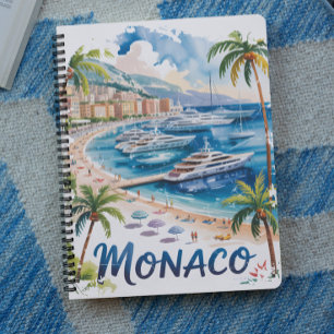 Vintage Retro Monaco Watercolor French Riviera Notebook
