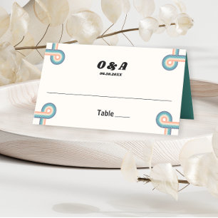 Vintage Retro Monogram Wedding Place Card