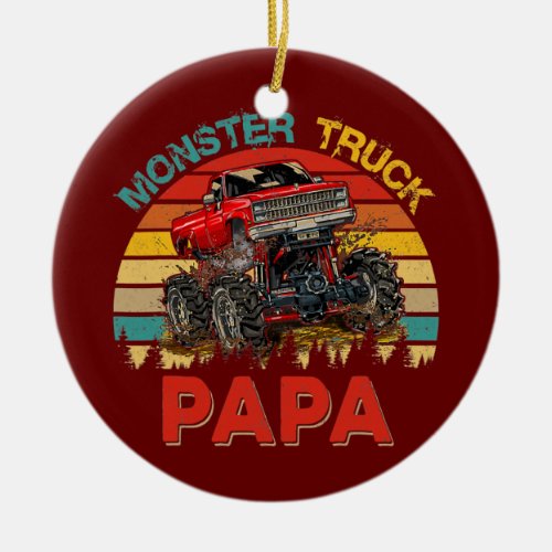 Vintage Retro Monster Truck Papa Driver Lover Ceramic Ornament