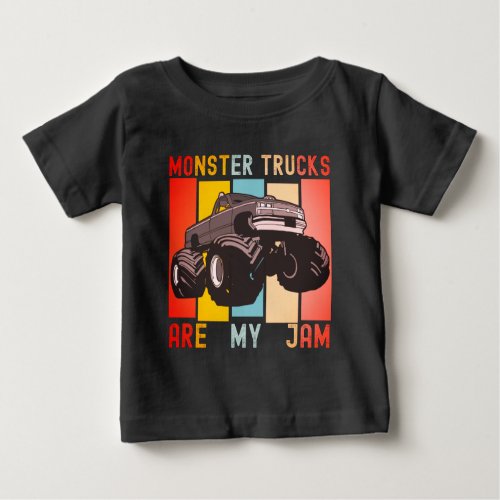 Vintage Retro _ Monster Trucks Are My Jam Baby T_Shirt