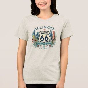 Vintage Retro Mother Road Illinois Apparel Tri-Blend Shirt