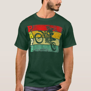 Vintage Retro Motocross Papa Funny Dad Fathers T-Shirt