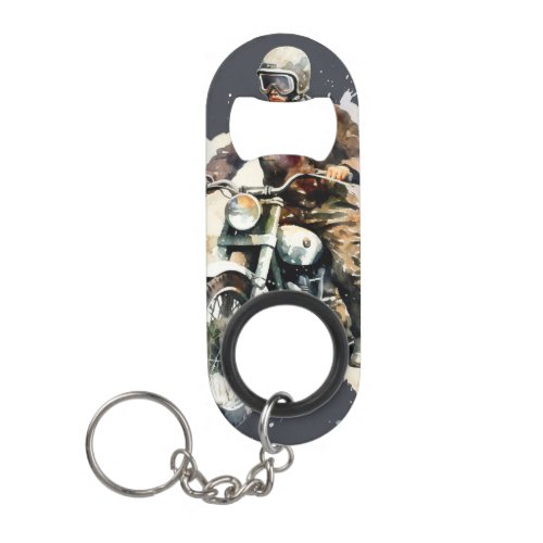 Vintage Retro Motorbike Graphic Art Keychain Bottle Opener