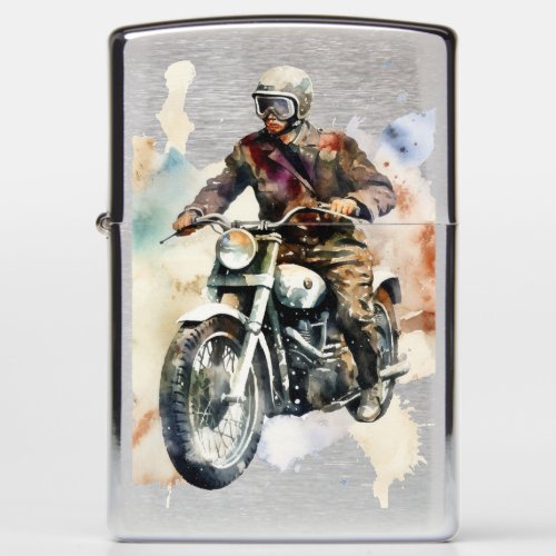 Vintage Retro Motorbike Graphic Art Zippo Lighter