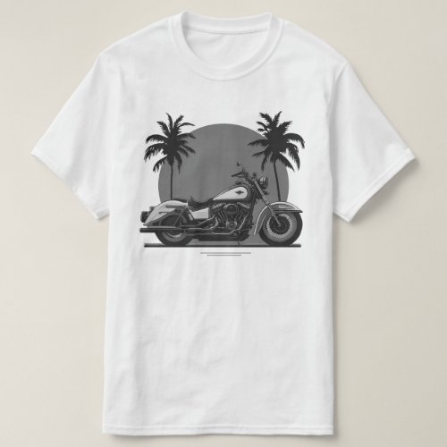 Vintage Retro Motorcycle Black And White Sunset T_Shirt