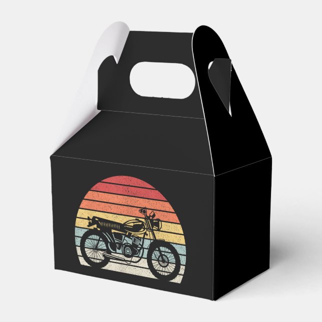 Vintage Retro Motorcycle Favor Boxes (Front Side)