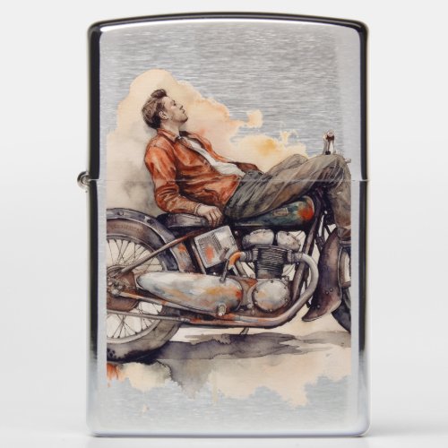 Vintage Retro Motorcycle Illustration Zippo Lighter