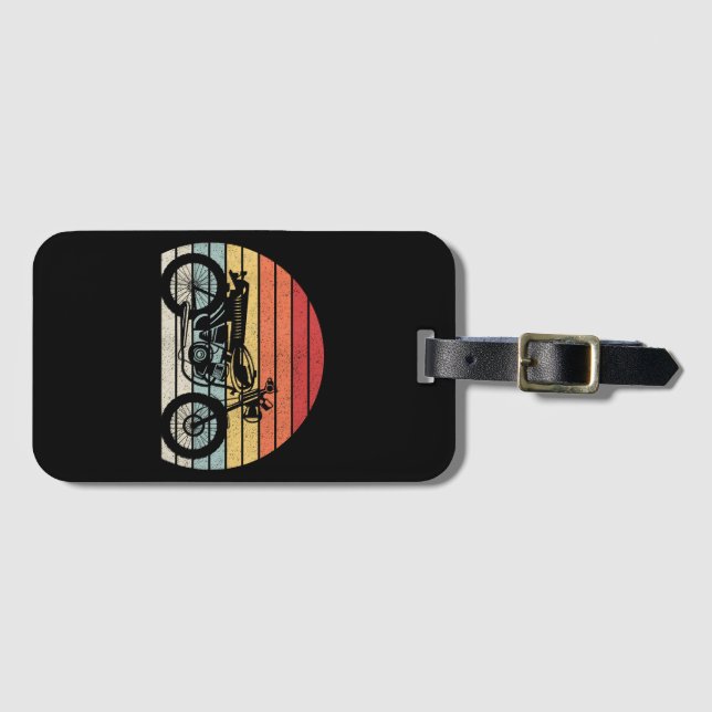 Vintage Retro Motorcycle Luggage Tag (Front Horizontal)