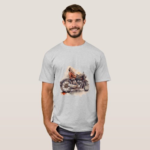 Vintage Retro Motorcycle _ Serene Graphic Art T_Shirt