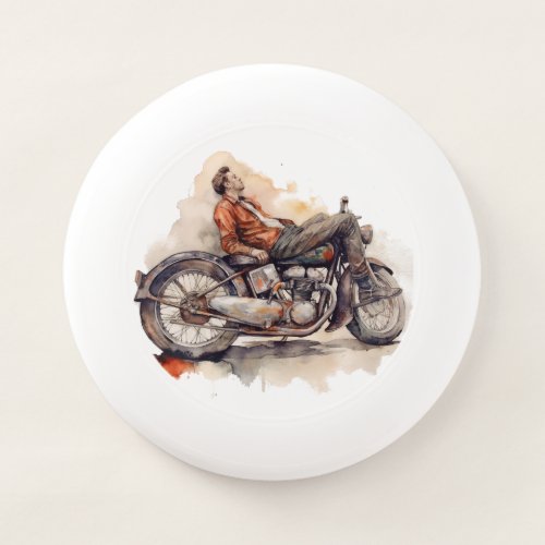 Vintage Retro Motorcycle _ Serene Graphic Art Wham_O Frisbee