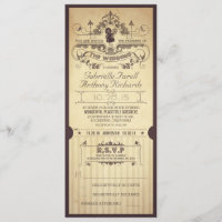Vintage retro movie tickets wedding invitations
