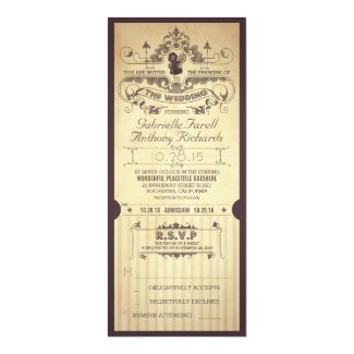 Vintage retro movie tickets wedding invitations