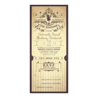 Vintage retro movie tickets wedding invitations