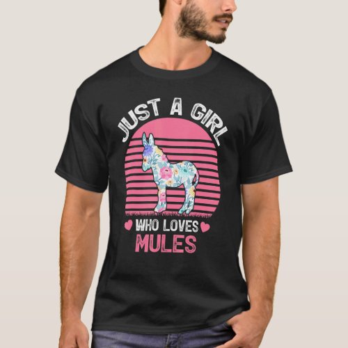 Vintage Retro Mule  Just A Girl Who Loves Mules T_Shirt