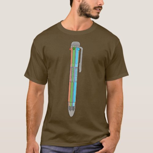 Vintage Retro Multi Color Pen T_Shirt