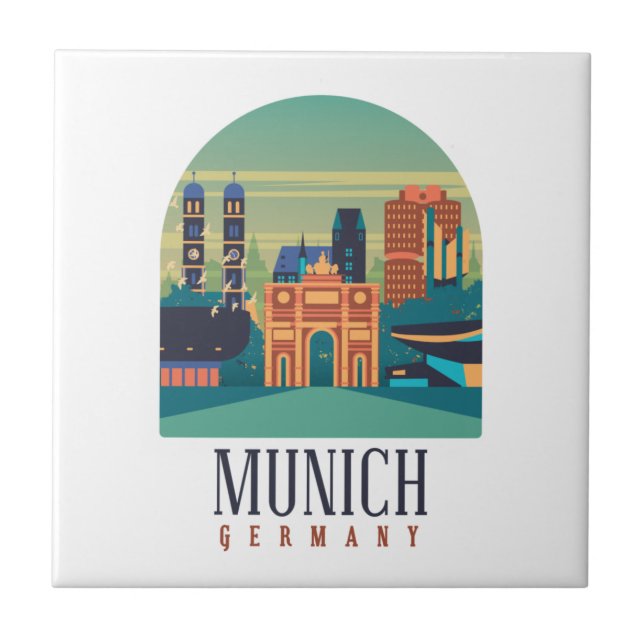 Vintage Retro Munich Bavaria Germany  Ceramic Tile (Front)