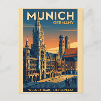 Vintage Retro Munich Germany Bavarian Art Postcard
