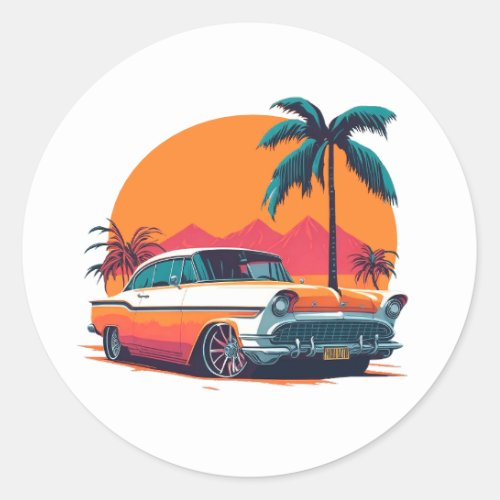 Vintage Retro Muscle Cars Cool Sports Car Classic Classic Round Sticker