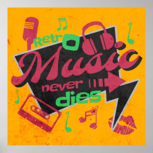Vintage retro music eighties poster