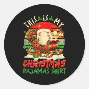 Vintage Retro My Christmas Pajama Shirt Baseball P Classic Round Sticker