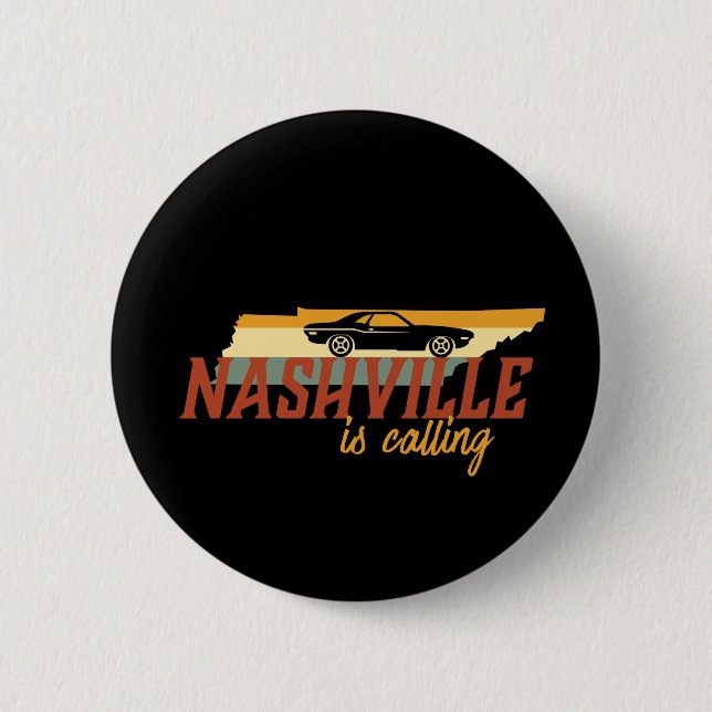 Vintage Retro Nashville Tennessee USA City Map Button (Front)