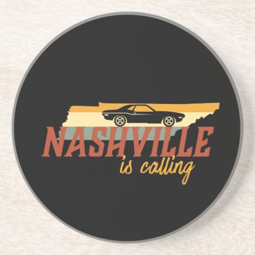 Vintage Retro Nashville Tennessee USA City Map Coaster