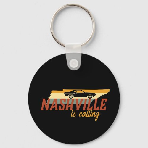 Vintage Retro Nashville Tennessee USA City Map Keychain