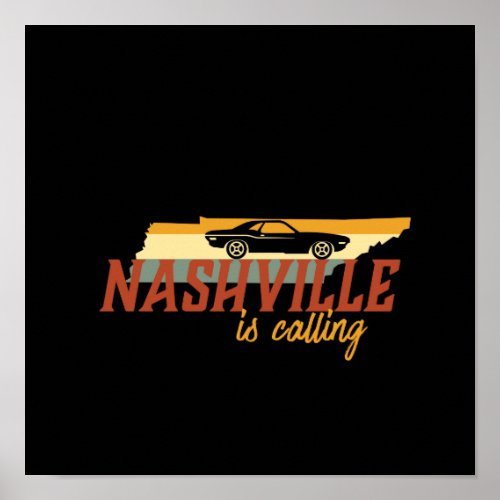 Vintage Retro Nashville Tennessee USA City Map Poster