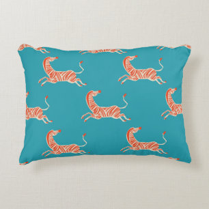 vintage retro neon color Zebra illustration motif  Accent Pillow