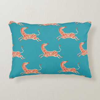 vintage retro neon color Zebra illustration motif Accent Pillow