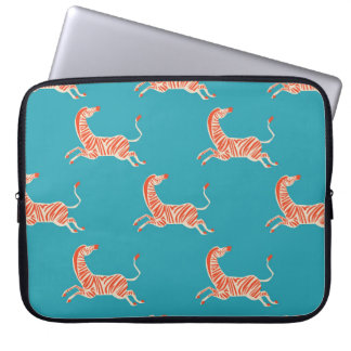 vintage retro neon color Zebra illustration motif  Laptop Sleeve