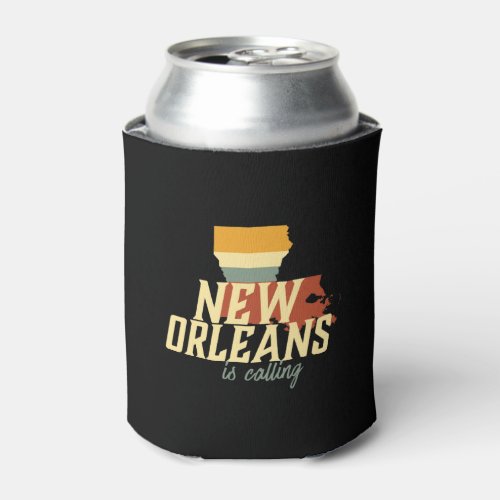 Vintage Retro New Orleans Louisiana USA City Map Can Cooler