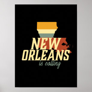 Vintage Retro New Orleans Louisiana USA City Map Poster