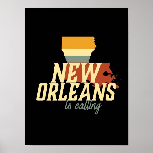 Vintage Retro New Orleans Louisiana USA City Map Poster