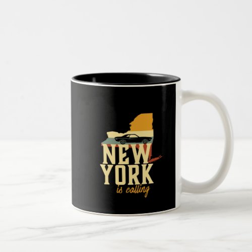 Vintage Retro New York NY USA City Map Two_Tone Coffee Mug