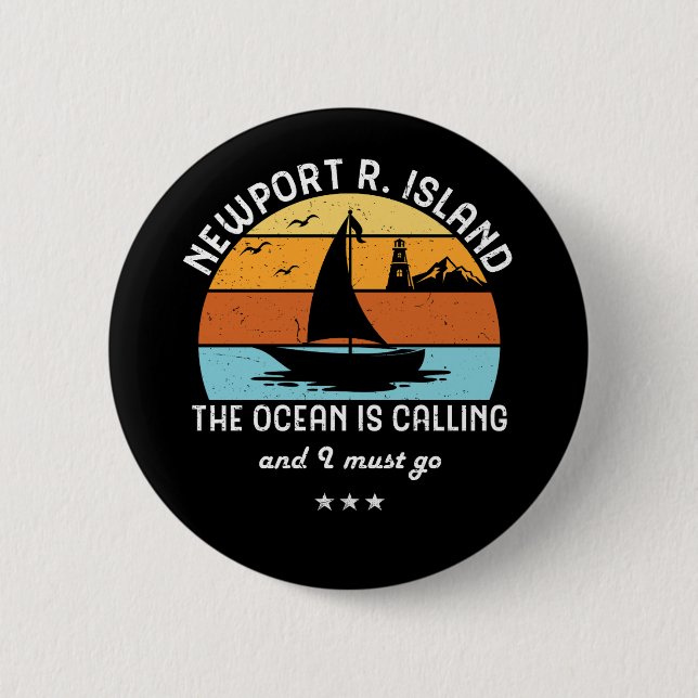 Vintage Retro Newport Rhode Island Sailing Button (Front)