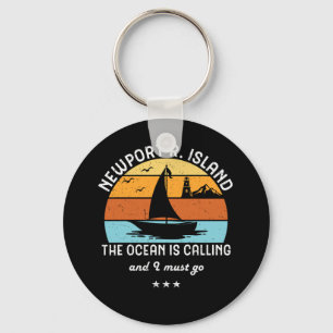 Vintage Retro Newport Rhode Island Sailing Keychain