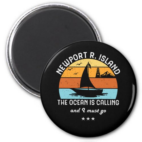 Vintage Retro Newport Rhode Island Sailing Magnet