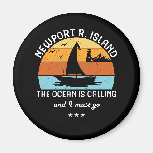 Vintage Retro Newport Rhode Island Sailing Magnet (Front)